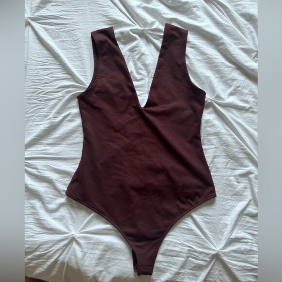 Free People Dark Red Keep It Sleek Bodysuit - Size Small - Picture 2 of 2